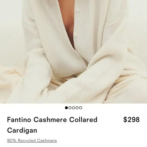 Reformation Fantino Cashmere Polo Collar Knit Button Cardigan Sweater Gossamer - Picture 11 of 11